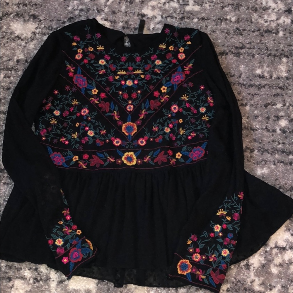 Textured babydoll blouse